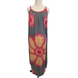 YOA Beachy Backless Maxi Dress Womens XL Blue Magenta Pink Mustard Floral Long